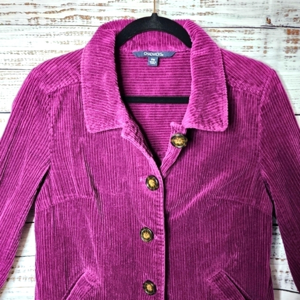 CHADWICKS VINTAGE HOT PINK SIZE M PETITE CORDUROY BLAZER JACKET COAT WOMEN'S - Picture 9 of 17